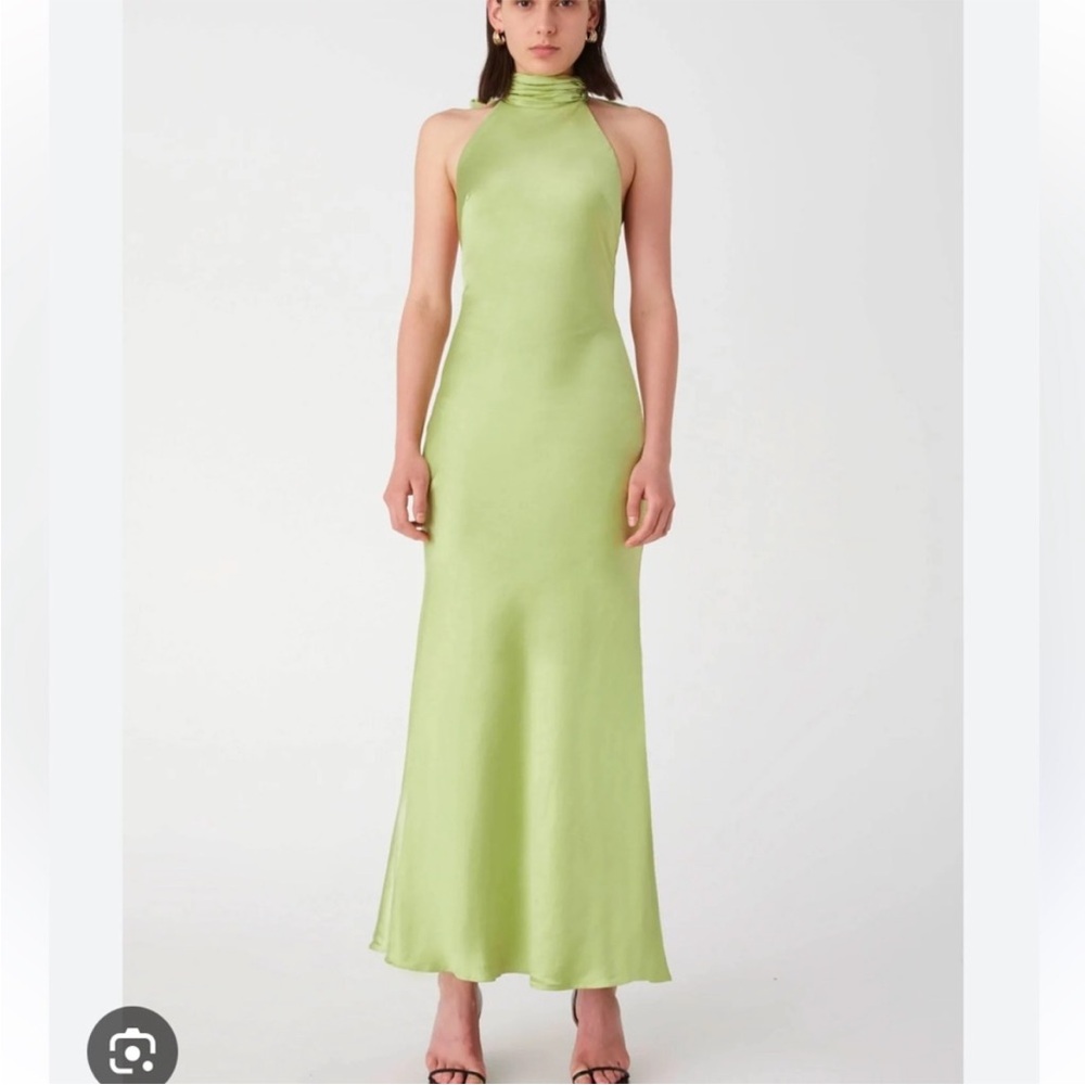 MISHA Green Halter Sheath Maxi Dress